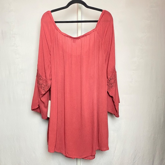 NWT Roamanʻs Womenʻs Plus Size Mauve Crochet Detail Boho Blouse 32W - Picture 7 of 8